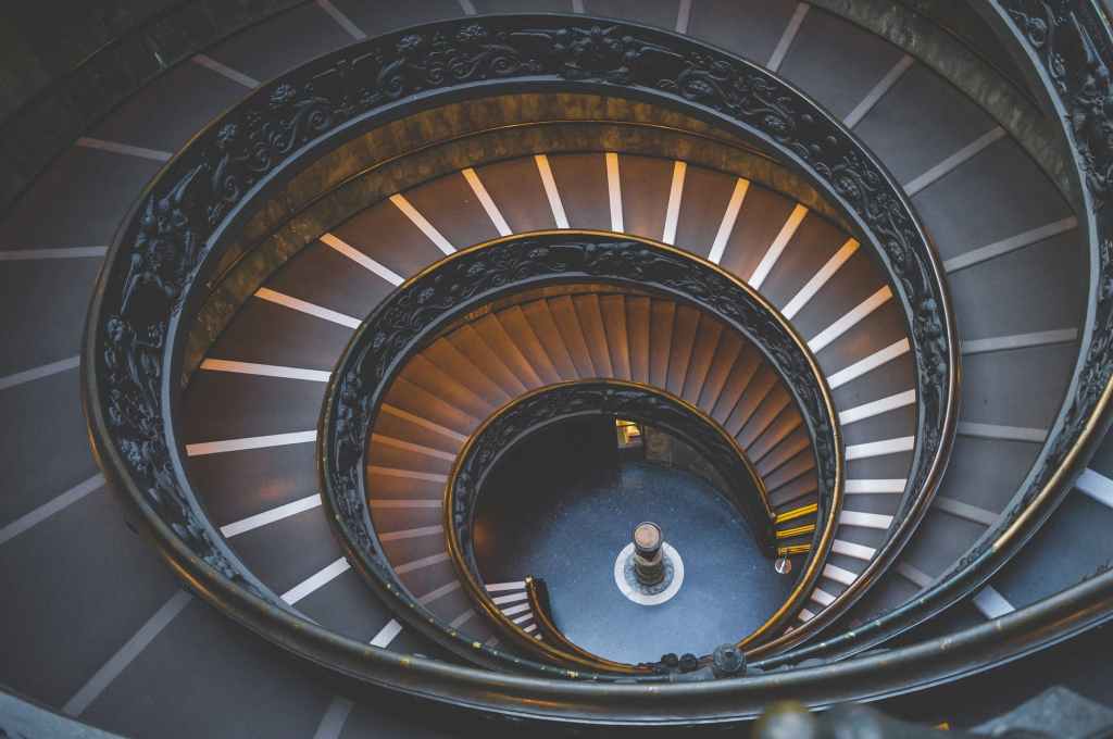 A circular flight of stairs